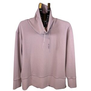Gerry Womens Cowl Neck Ribbed Pullover Sweater Fossil Purple FG9636 Size Large